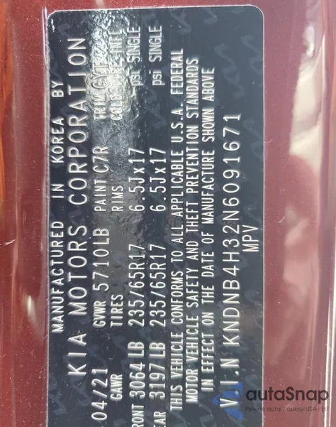 2022 Kia Carnival Lx z USA, uszkodzony, nr VIN KNDNB4H32N6091671